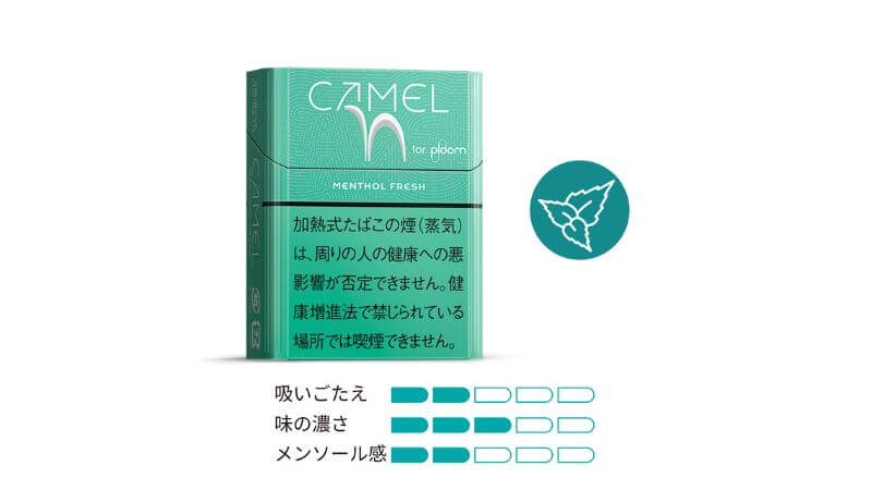キャメル・メンソール・フレッシュ・プルーム用のパッケージと特徴