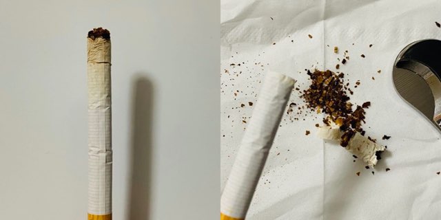 吸い終わった紙巻タバコ