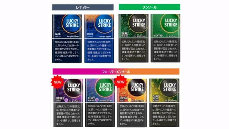 グローハイパーのラキストシリーズ全8種類のパッケージ