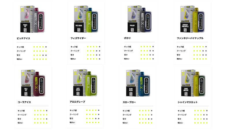 NASTY BAR X 全8種フレーバーの詳細