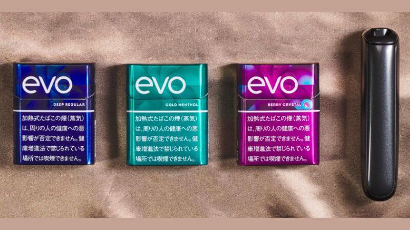 エボ3銘柄のパッケージとプルームオーラのデバイス