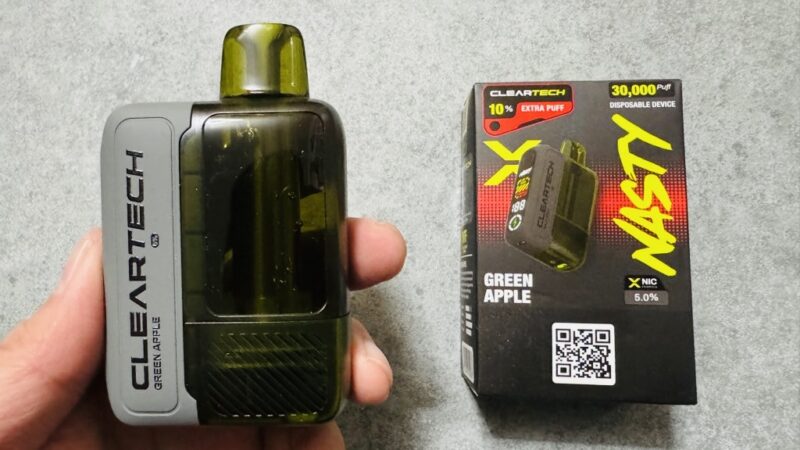 NASTY BAR CLEAR X キック上 グリーンアップルのデバイスとパッケージ