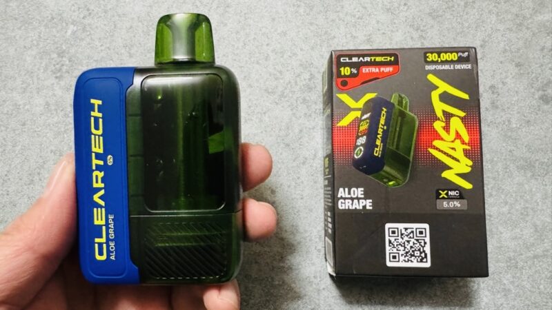 NASTY BAR CLEAR X キック上 アロエグレープのデバイスとパッケージ