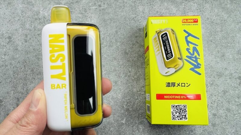 NASTY BAR 20000（ノンニコチン）濃厚メロンのデバイスとパッケージ