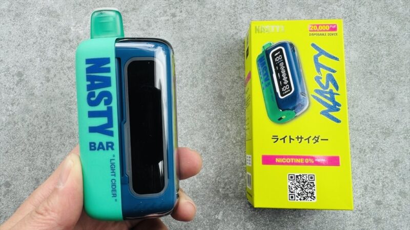 NASTY BAR 20000（ノンニコチン）ライトサイダーのデバイスとパッケージ