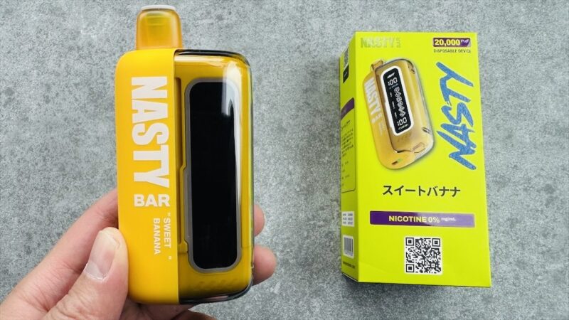 NASTY BAR 20000（ノンニコチン）スイートバナナのデバイスとパッケージ
