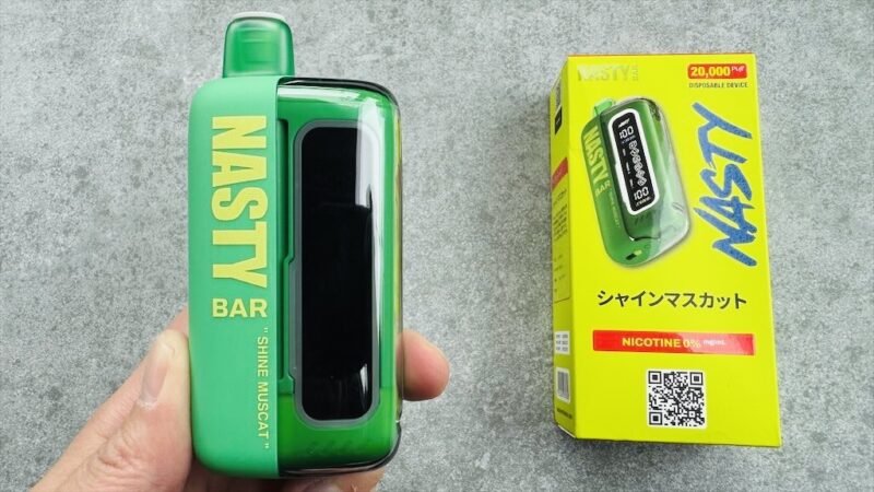NASTY BAR 20000（ノンニコチン）シャインマスカットのデバイスとパッケージ