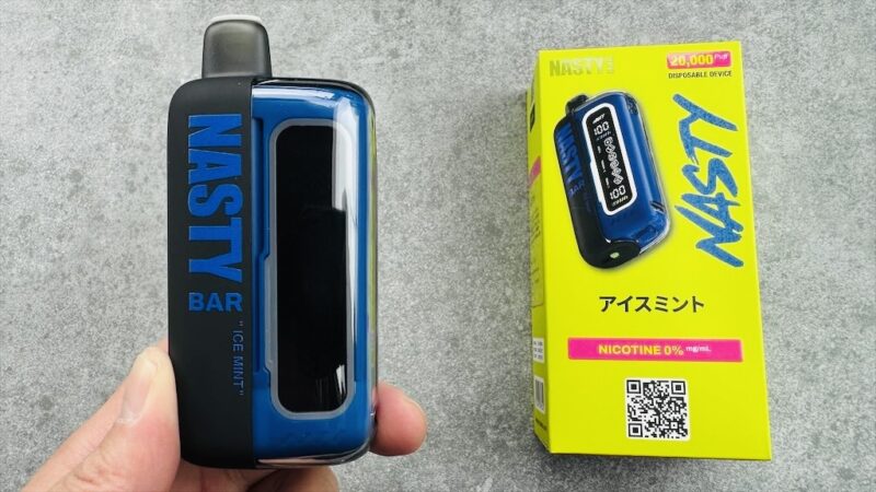 NASTY BAR 20000（ノンニコチン）アイスミントのデバイスとパッケージ