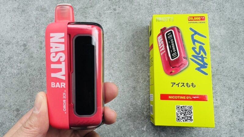 NASTY BAR 20000（ノンニコチン）アイスもものデバイスとパッケージ